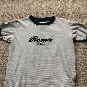 Roma Italia White Navy striped T shirt